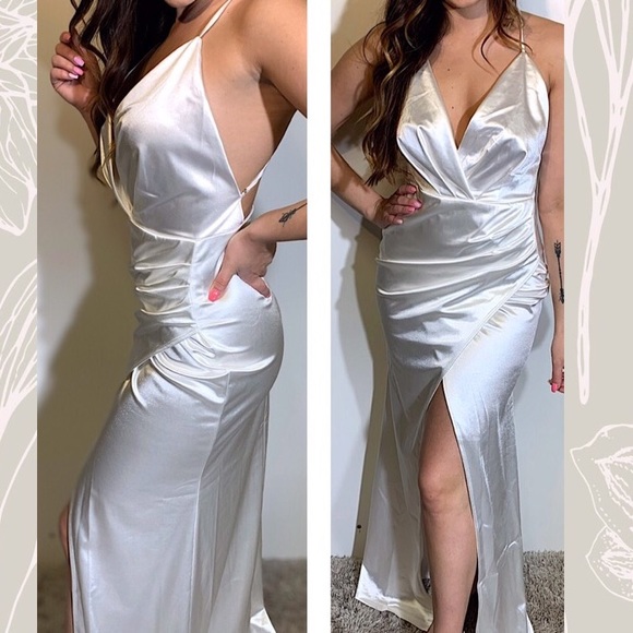Lulus Ever Enchanted White Satin Maxi Dress - Picture 3 of 6